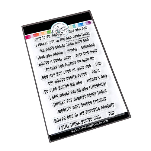 Catherine Pooler - One Liners Stamp Set - Rad Dad. Send Dad a note to let him know he's still cool in your books with the Rad Dad One Liners Stamp Set. Available at Embellish Away located in Bowmanville Ontario Canada.