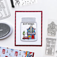 गैलरी व्यूवर में इमेज लोड करें, Catherine Pooler - Patterned Paper - Bedford Falls. This paper pack features patterns and prints of life in a sleepy little town. Featuring a print of houses and people out walking their dogs along with post boxes, letters, and snow topped topiaries! Available at Embellish Away located in Bowmanville Ontario Canada. Example by brand ambassador.
