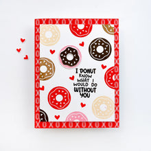 Load image into Gallery viewer, Catherine Pooler - Patterned Paper - Sweethearts. The perfect valentine needs the perfect patterned paper and Sweethearts Patterned Paper is it! Have the Cutest V&#39;day Ever with this mix of patterns and prints with a love heart and sweet treats theme! Available at Embellish Away located in Bowmanville Ontario Canada. Example by brand ambassador.
