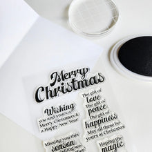 गैलरी व्यूवर में इमेज लोड करें, Catherine Pooler - Sentiment Stamps - Inside Out Christmas. Featuring a large “Merry Christmas” stamp, this set boasts a delightful mix of script and block fonts, perfect for adding a festive touch to your holiday creations. Available at Embellish Away located in Bowmanville Ontario Canada.
