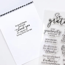 Cargar imagen en el visor de la galería, Catherine Pooler - Sentiments Stamp Set - Inside Out Gratitude. Grab the Inside Out Gratitude Sentiment Stamp Set for the perfect thanks. This set was designed with sentiments that will work beautifully inside or outside of your cards. Available at Embellish Away located in Bowmanville Ontario Canada.
