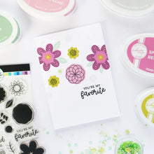गैलरी व्यूवर में इमेज लोड करें, Catherine Pooler - Stamp &amp; Die Set - My Favorite Floral. A favorite mix of spirograph inspired doodles and floral blooms come together to make My Favorite Floral Stamp Set and Dies. Available at Embellish Away located in Bowmanville Ontario Canada Example by brand ambassador.
