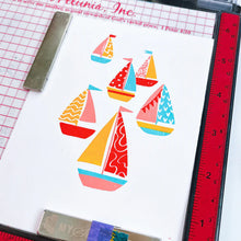 Charger l&#39;image dans la galerie, Catherine Pooler - Stamp Set - Sail Away. Create a colorful sailboat scene with the Sail Away 6x8 Stamp Set. This 4 step layering set will allow you to mix and match color combos to create 6 sailboats. Available at Embellish Away located in Bowmanville Ontario Canada.
