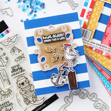 Charger l&#39;image dans la galerie, Catherine Pooler - Stamp &amp; Die Set - Ahoy Matey. Get ready for a swashbuckling good time in your crafty space! The Ahoy Matey Stamp Set and its coordinating dies includes a cast of the cutest North East Coast fisherman you have ever seen! Available at Embellish Away located in Bowmanville Ontario Canada. Example by brand ambassador.
