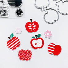 Cargar imagen en el visor de la galería, Catherine Pooler - Stamp &amp; Die Set - Appley Ever After. An apple a day brings card making hoorays! The Appley Ever After Stamp &amp; Die Set couldn&#39;t be any sweeter! This set features mod patterned apple stamps with all the extras! Available at Embellish Away located in Bowmanville Ontario Canada. Example by brand ambassador.
