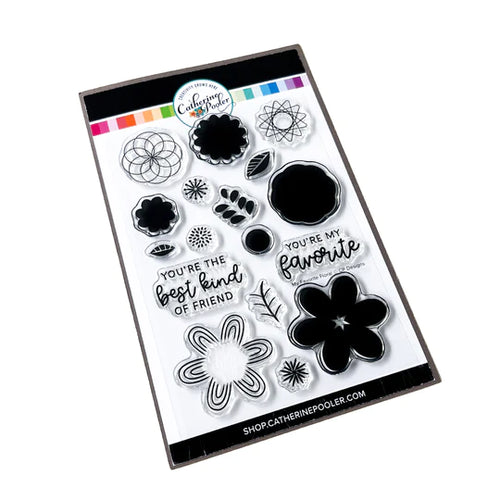 Catherine Pooler - Stamp & Die Set - My Favorite Floral. A favorite mix of spirograph inspired doodles and floral blooms come together to make My Favorite Floral Stamp Set and Dies. Available at Embellish Away located in Bowmanville Ontario Canada