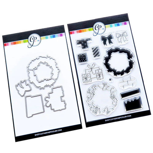 Catherine Pooler - Sentiments Stamp & Die Set - Season's Peekings. Available at Embellish Away located in Bowmanville Ontario Canada.