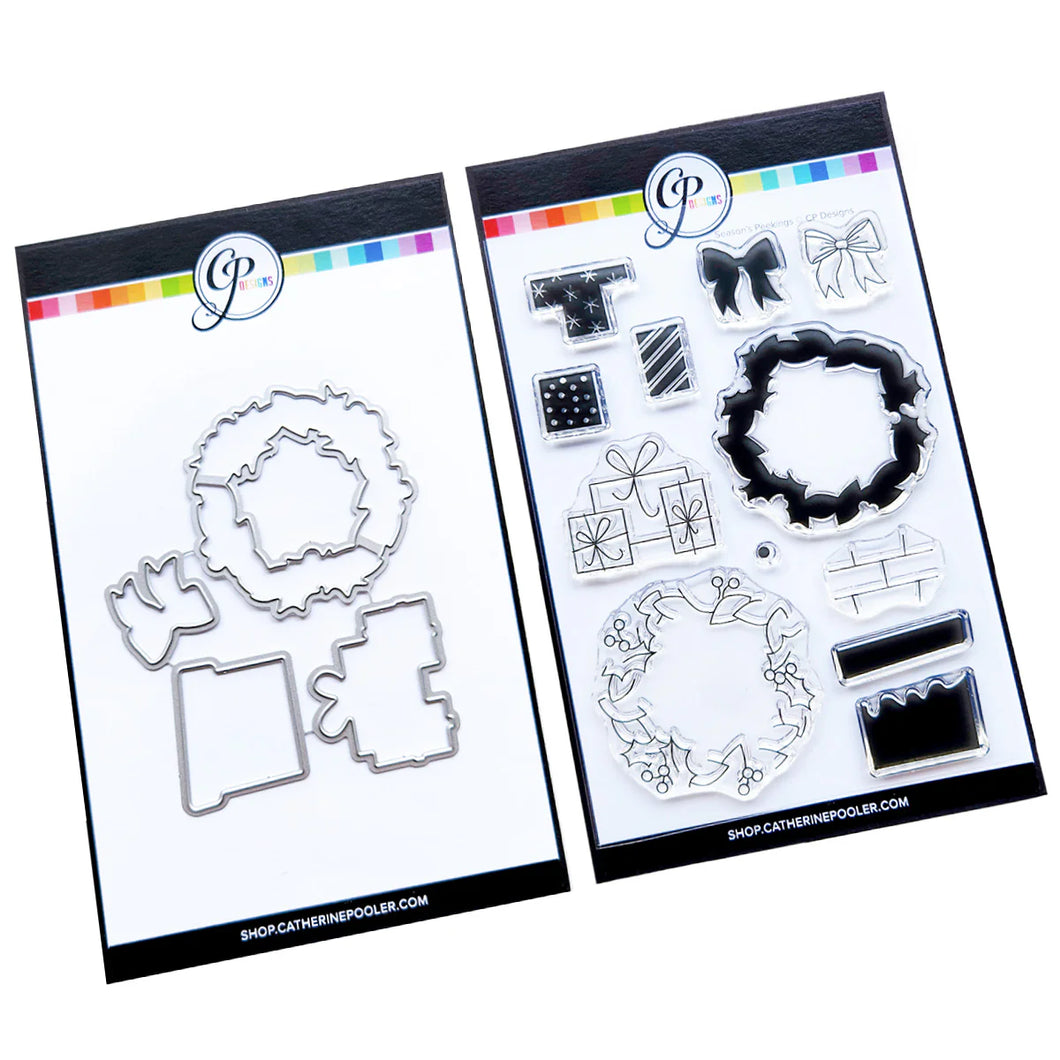 Catherine Pooler - Sentiments Stamp & Die Set - Season's Peekings. Available at Embellish Away located in Bowmanville Ontario Canada.