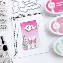 Load image into Gallery viewer, Catherine Pooler - Stamp &amp; Die Set - This Calls for Champagne. Time to celebrate and pop the bubbly! The This Calls for Champagne Stamp Set and Coordinating Dies are ready for a party any time of year. Available at Embellish Away located in Bowmanville Ontario Canada Example by brand ambassador.
