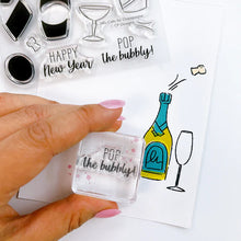 Load image into Gallery viewer, Catherine Pooler - Stamp &amp; Die Set - This Calls for Champagne. Time to celebrate and pop the bubbly! The This Calls for Champagne Stamp Set and Coordinating Dies are ready for a party any time of year. Available at Embellish Away located in Bowmanville Ontario Canada Example by brand ambassador.
