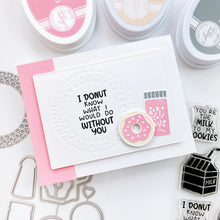 Cargar imagen en el visor de la galería, Catherine Pooler - Stamp &amp; Die Set - We Go Together. We go together like donuts and sprinkles! Ready for your cards and projects for Valentines Day, celebrating your bestie, or any day you want to let the one you love know you are &quot;the perfect pair&quot;! Available at Embellish Away located in Bowmanville Ontario Canada. Example by brand ambassador.
