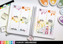 Load image into Gallery viewer, Catherine Pooler - Stencil - Weekly Nine. The Weekly Nine Stencil is a handy grid to cover both weekly layouts as well as other list pages you may need to put together. Available at Embellish Away located in Bowmanville Ontario Canada. Example by Allison Cope
