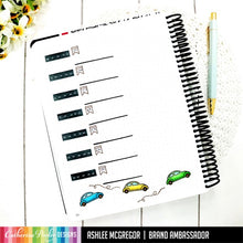 Load image into Gallery viewer, Catherine Pooler - Stencil - Weekly Ten. The Weekly Ten Stencil is a handy grid to cover both weekly layouts as well as other list pages you may need to put together. Available at Embellish Away located in Bowmanville Ontario Canada. Example by Ashlee McGregor
