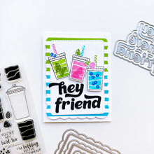Cargar imagen en el visor de la galería, Catherine Pooler - Word Die - A Big Hey There. This die can be used as a frame with patterned paper behind or inlaid for a colorful pop. Just use the letters to add a simple &quot;hey&quot; or &quot;friend&quot; as well. Available at Embellish Away located in Bowmanville Ontario Canada. Example by brand ambassador.
