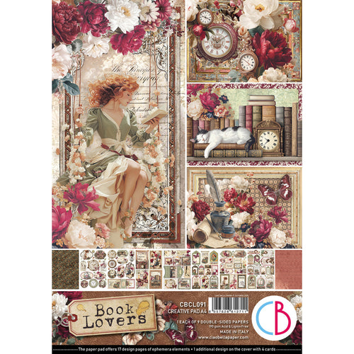 Ciao Bella - A4 Creative Pad - Book Lovers Includes 9 Sheets. Available at Embellish Away located in Bowmanville Ontario Canada.
