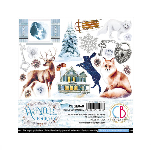 Ciao Bella - Fussy Cut Pad 6x6 24/Pkg - Winter Journey. With beautiful snowy images the Winter Journey collection has a cool color palette of ice blue and white perfect for your Winter projects and greeting cards. Available at Embellish Away located in Bowmanville Ontario Canada.
