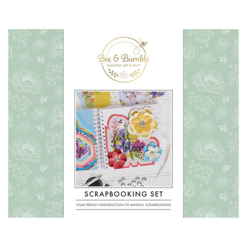 Bee & Bumble - Scrapbooking Kit - Crowded Florals. Your perfect introduction to mindful scrapbooking. Store your inspirations, keepsakes and ideas for years to come. Available at Embellish Away located in Bowmanville Ontario Canada.
