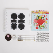 Load image into Gallery viewer, Bee &amp; Bumble - Scrapbooking Kit - Crowded Florals. Your perfect introduction to mindful scrapbooking. Store your inspirations, keepsakes and ideas for years to come. Available at Embellish Away located in Bowmanville Ontario Canada.
