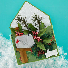 Cargar imagen en el visor de la galería, Spellbinders - Etched Dies By Susan Tierney-Cockburn - Snow Garden - American Holly. This set of three thin metal cutting dies creates a lovely holly sprig, perfect for adorning cards and packages alike. Available at Embellish Away located in Bowmanville Ontario Canada. Example by brand ambassador.

