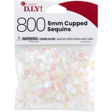Cargar imagen en el visor de la galería, Cousin - DIY Cupped Sequins - Crystal Iridescent - 5mm - 800/Pkg. Available at Embellish Away located in Bowmanville Ontario Canada.
