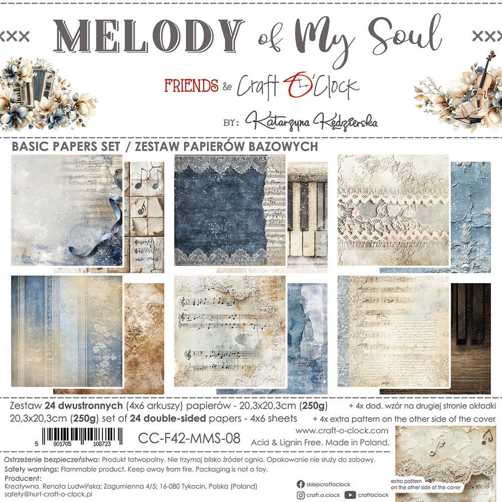 Craft O'Clock - 8X8 Basics Paper Pad - Melody of My Soul. Available at Embellish Away in Bowmanville Ontario Canada.
