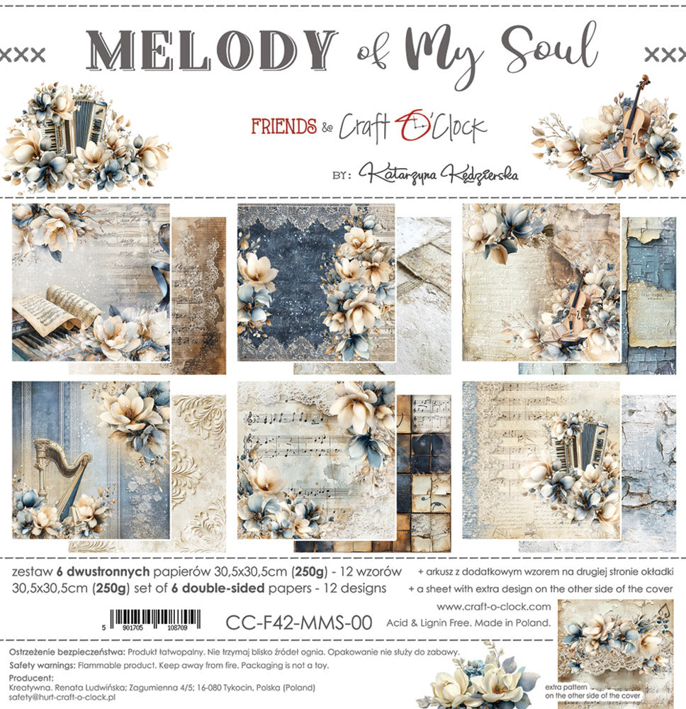 Craft O'Clock - 12X12 Paper Pad - Melody of My Soul. Available at Embellish Away in Bowmanville Ontario Canada.