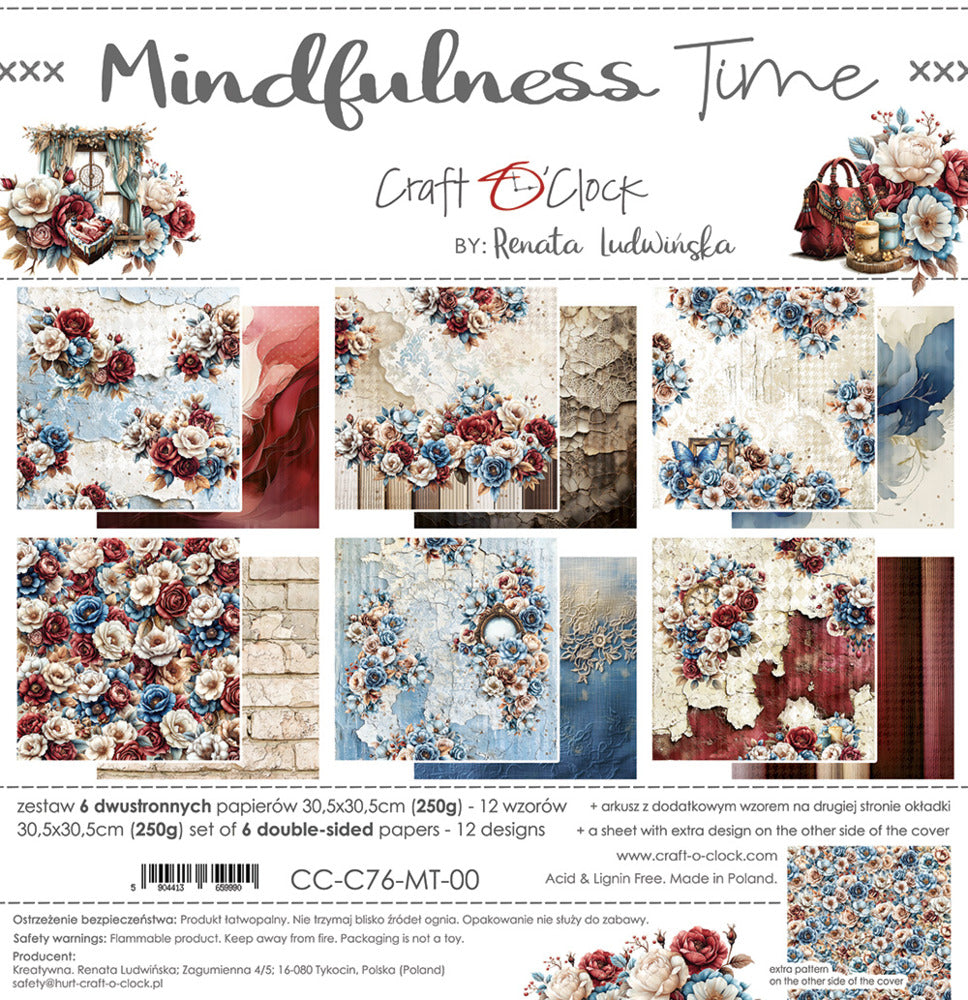 Craft O'Clock - 12X12 Paper Pad - Mindfulness Time. Available at Embellish Away in Bowmanville Ontario Canada.
