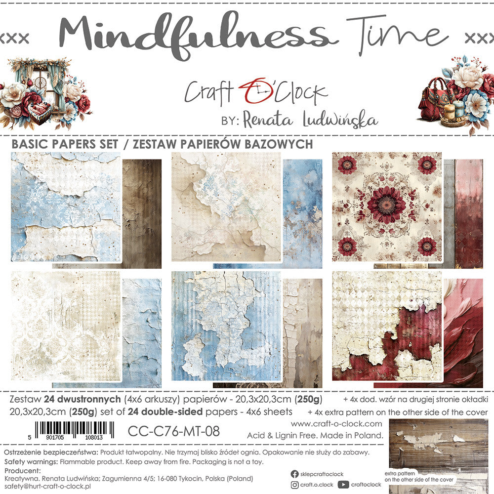 Craft O'Clock - 8X8 Basics Paper Pad - Mindfulness Time. Available at Embellish Away in Bowmanville Ontario Canada.