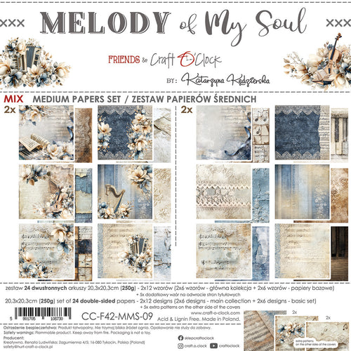 Craft O'Clock - 8X8 Mix Paper Pad - Melody of My Soul. Available at Embellish Away in Bowmanville Ontario Canada.