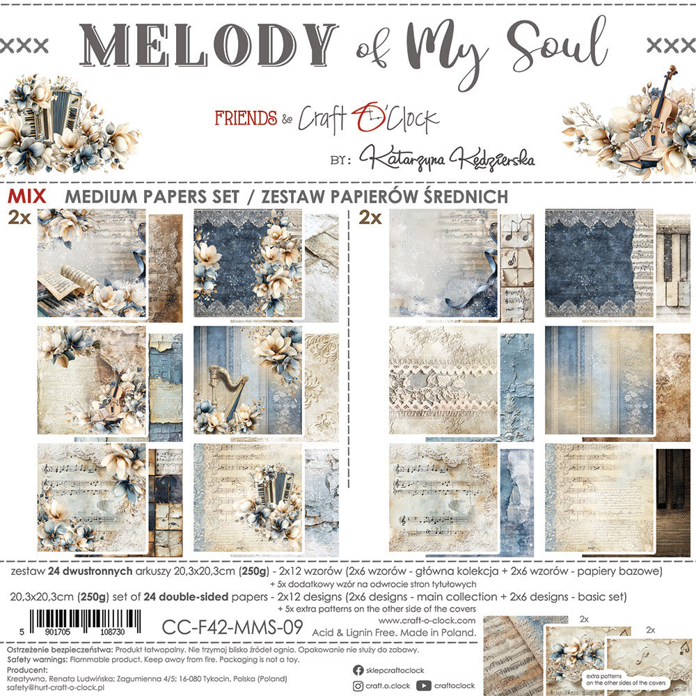 Craft O'Clock - 8X8 Mix Paper Pad - Melody of My Soul. Available at Embellish Away in Bowmanville Ontario Canada.