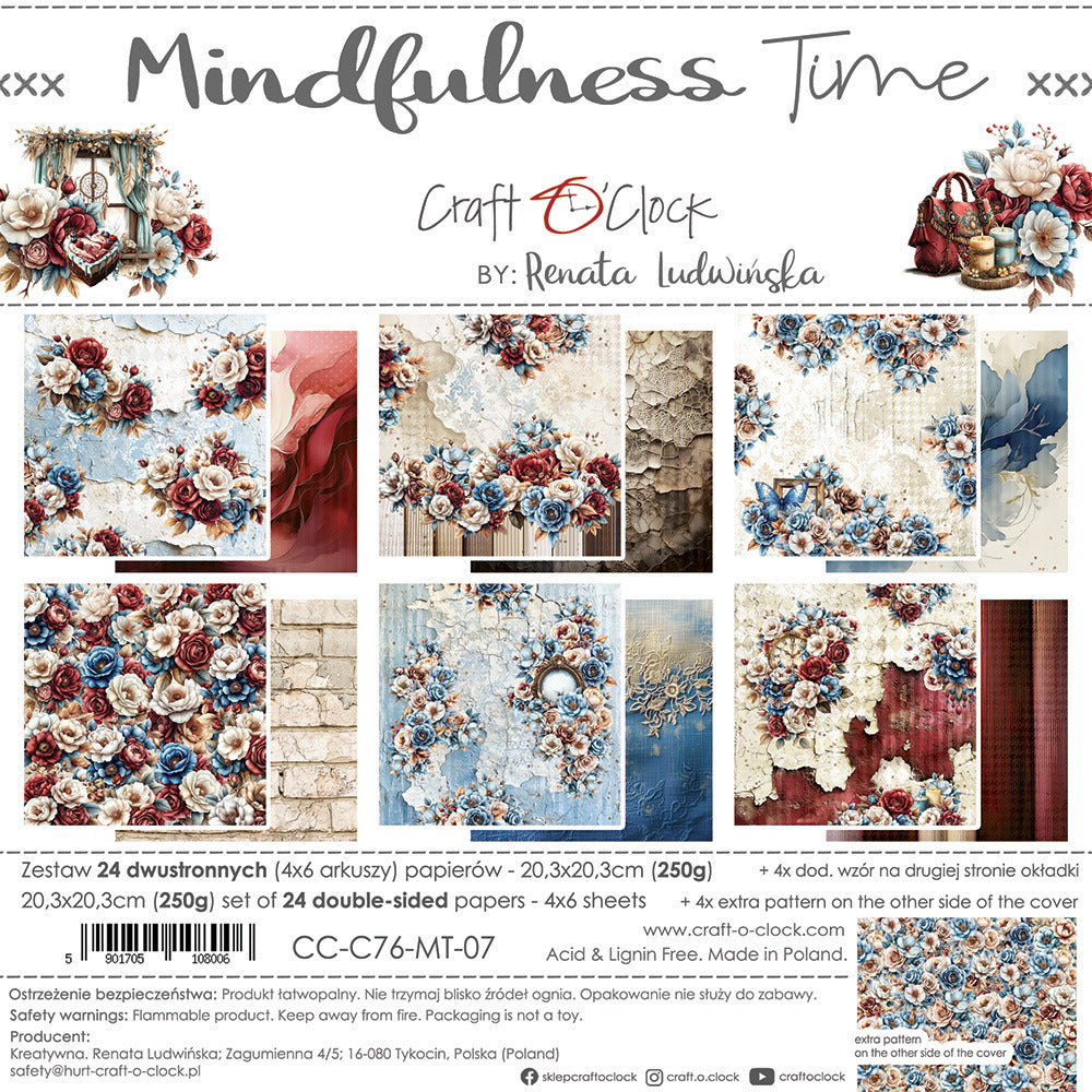 Craft O'Clock - 8X8 Paper Pad - Mindfulness Time. Available at Embellish Away in Bowmanville Ontario Canada.
