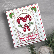 Cargar imagen en el visor de la galería, Creative Expressions - Craft Dies By Sue Wilson - Festive Candy Canes. This Festive Candy Canes is a gorgeous die set that will be a great addition to your festive paper craft stash. Perfect for all your cards and craft projects. Available at Embellish Away located in Bowmanville Ontario Canada. Card example by Sue Wilson.
