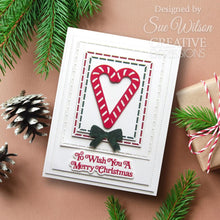 Cargar imagen en el visor de la galería, Creative Expressions - Craft Dies By Sue Wilson - Festive Candy Canes. This Festive Candy Canes is a gorgeous die set that will be a great addition to your festive paper craft stash. Perfect for all your cards and craft projects. Available at Embellish Away located in Bowmanville Ontario Canada. Card example by Sue Wilson.
