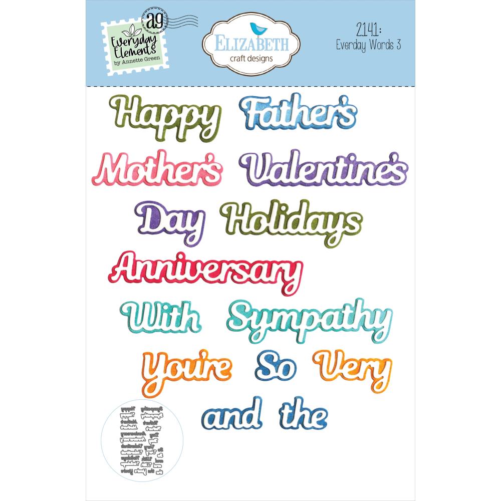 Elizabeth Craft - Metal Die - Everyday Words 3. Elizabeth Craft Dies will give an added touch to any paper project and are compatible with most die-cutting machines. Available at Embellish Away located in Bowmanville Ontario Canada.