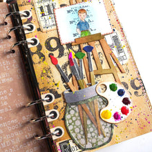 Load image into Gallery viewer, Elizabeth Craft - Metal Die - Planner Essentials 59 - Art Party. Elizabeth Craft dies will give an added touch to any paper project. This package contains a set of 11 metal dies. Easel Die Size: 2.1x6.5 inches. Available at Embellish Away located in Bowmanville Ontario Canada. Example by brand Ambassador.
