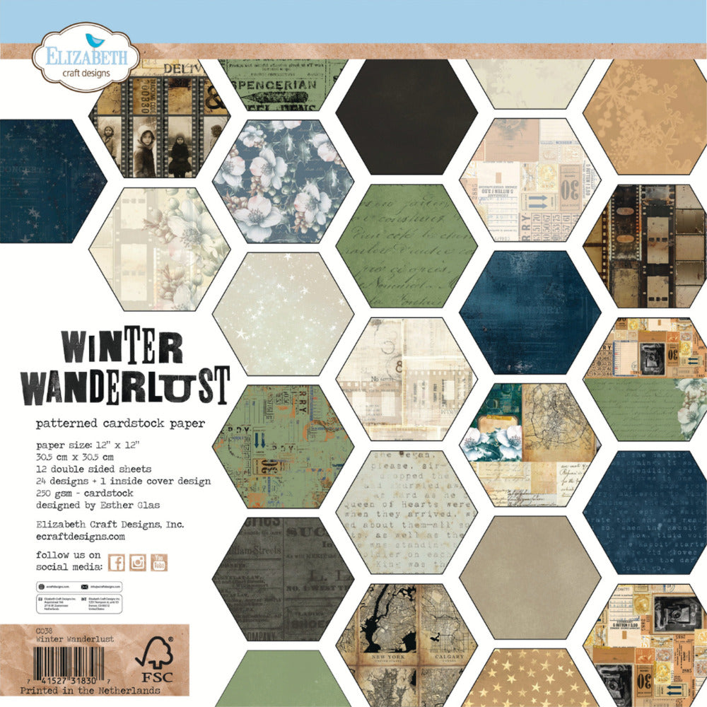 Elizabeth Craft Designs - 12X12 Printed Cardstock Pack - Winter Wanderlust. At Embellish Away in Bowmanville Ontario Canada.