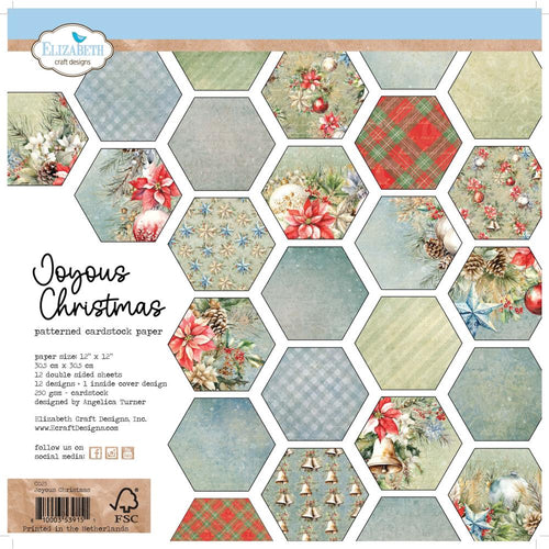 Elizabeth Crafts - Double-Sided Cardstock Pack 12X12 - Joyous Christmas. The perfect start to scrapbook pages, cards and more! Paper Size: 12 x 12 (30.5 cm x 30.5 cm) 80 lb - Printed Cardstock. Available at Embellish Away located in Bowmanville Ontario Canada.