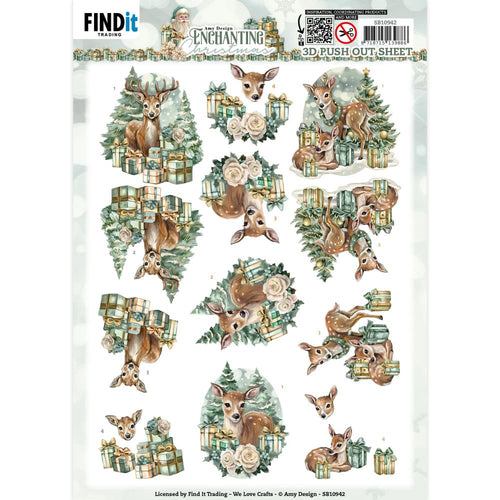 Find It Trading - Amy Design Push Out Sheet - Deer - Enchanting Christmas. Find It Trading pushout sheets are the perfect addition to your paper crafting projects! A fantastic die-cut decoupage sheet with three 3D images. Available at Embellish Away located in Bowmanville Ontario Canada.