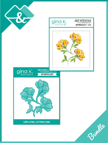 Gina K. Designs - BUNDLE Stencil & Die Set - Autumn Delight Available at Embellish Away in Bowmanville Ontario Canada.