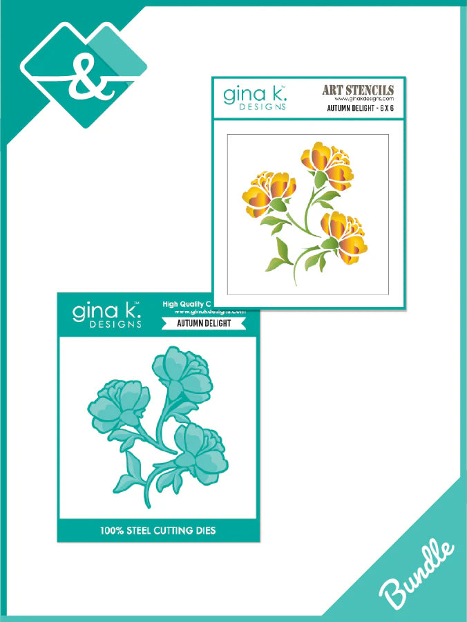 Gina K. Designs - BUNDLE Stencil & Die Set - Autumn Delight Available at Embellish Away in Bowmanville Ontario Canada.