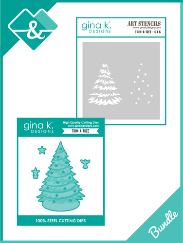 Gina K. Designs - BUNDLE Stencil & Die Set - Trim-A-Tree. Available at Embellish Away in Bowmanville Ontario Canada.