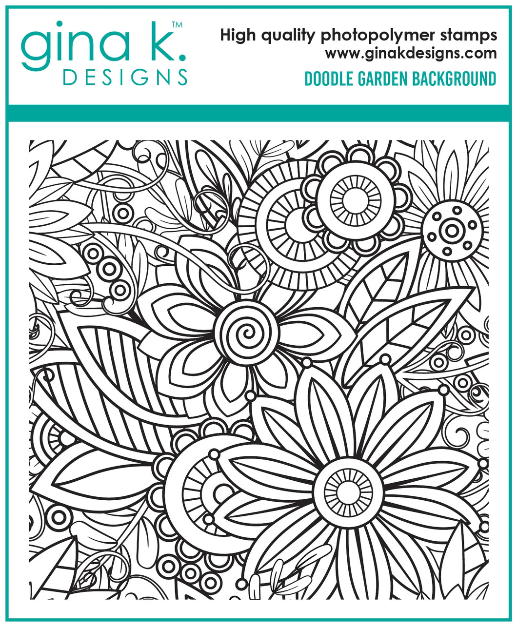 Gina K. Designs - Background Stamp - Doodle Garden. Doodle Garden is a stamp set by Gina K Designs. This set is made of premium clear photopolymer and measures 6