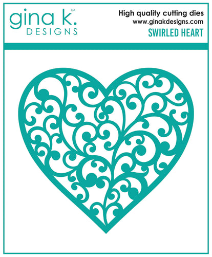 Gina K. Designs - Die - Swirled Heart. Gina K Designs wafer thin metal-etched dies are the highest quality available for your paper crafting projects. Available at Embellish Away located in Bowmanville Ontario Canada.