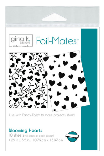 Gina K. Designs - Foil-Mates Remix - 4.25 x 5.5 - Blooming Hearts. Add sparkle and shine with Foils. Available at Embellish Away in Bowmanville Ontario.