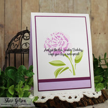 Load image into Gallery viewer, Gina K. Designs - Layered Stencil - Carnations. Gina K. Designs Art Screens can be used with ink, sprays, pastes, and gels to create beautiful backgrounds and images. Available at Embellish Away located in Bowmanville Ontario Canada. Example by Sheri Gilson.
