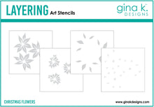 將圖片載入圖庫檢視器 Gina K. Designs - Layering Stencil - Christmas Flower. Gina K. Designs Art Screens can be used with ink, sprays, pastes, and gels to create beautiful backgrounds and images. Layer stencils together for more options. Wash with soap and warm water. Pat dry.
