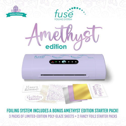 Gina K. Designs - Machine - Fuse Foiling System. The Fuse has five heat settings so you can foil everything from vellum to heavy card stock. It works with any foil designed for laminator style foiling. Available at Embellish Away located in Bowmanville Ontario Canada.