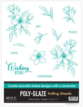 Load image into Gallery viewer, Gina K. Designs - Poly-Glaze Foiling Sheets - Wishful Florals. These sheets are printed with a Poly-Glaze coating that allows you to use Deco-foil without getting black spots or dropouts. Available at Embellish Away located in Bowmanville Ontario Canada.
