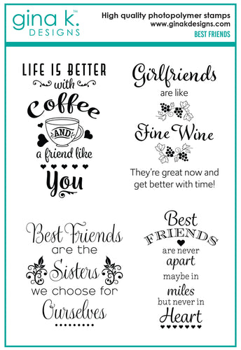Gina K. Designs - Stamp - Best Friends. Best Friends is a stamp set by Debrah Warner. This set is made of premium clear photopolymer and measures 6