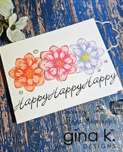 Load image into Gallery viewer, Gina K. Designs - Stamp - Fresh Flowers 2. The follow up to the popular Fresh Flowers from Melanie Muenchinger. Intricate line art elements and containers for all your coloring media or with the bold images from the first set for 2 step stamping.  Available at Embellish Away located in Bowmanville Ontario Canada. Examples by Melanie Muenchinger.
